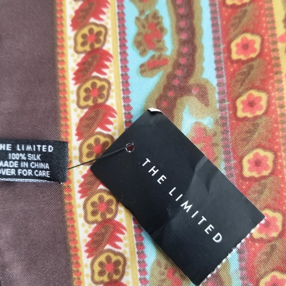 The Limited Silk Scarf Medallion Orange Turquoise Brown Cream Gold NWT - Picture 8 of 8